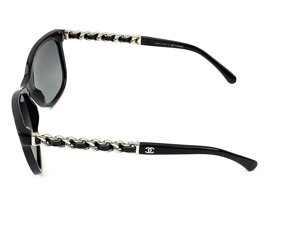 Miniatura: CHANEL Cat Eye Chain Polarized Sunglasses 5260-Q Black Gray Lens 57-17-140