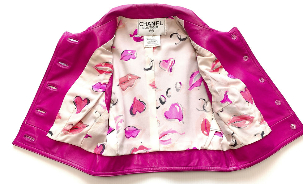 Thumbnail: 1995 Vintage CHANEL Hot Pink Lambskin Cropped Sleeveless Vest 36 US 2