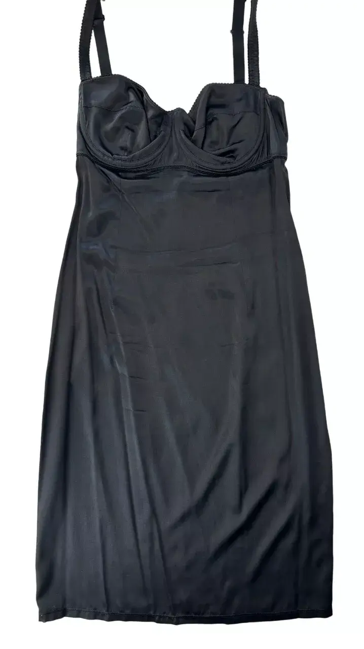Hình thu nhỏ: DOLCE & GABBANA Rose Print Tulle Ruched Dress 40-42 Black Red Long Sleeve