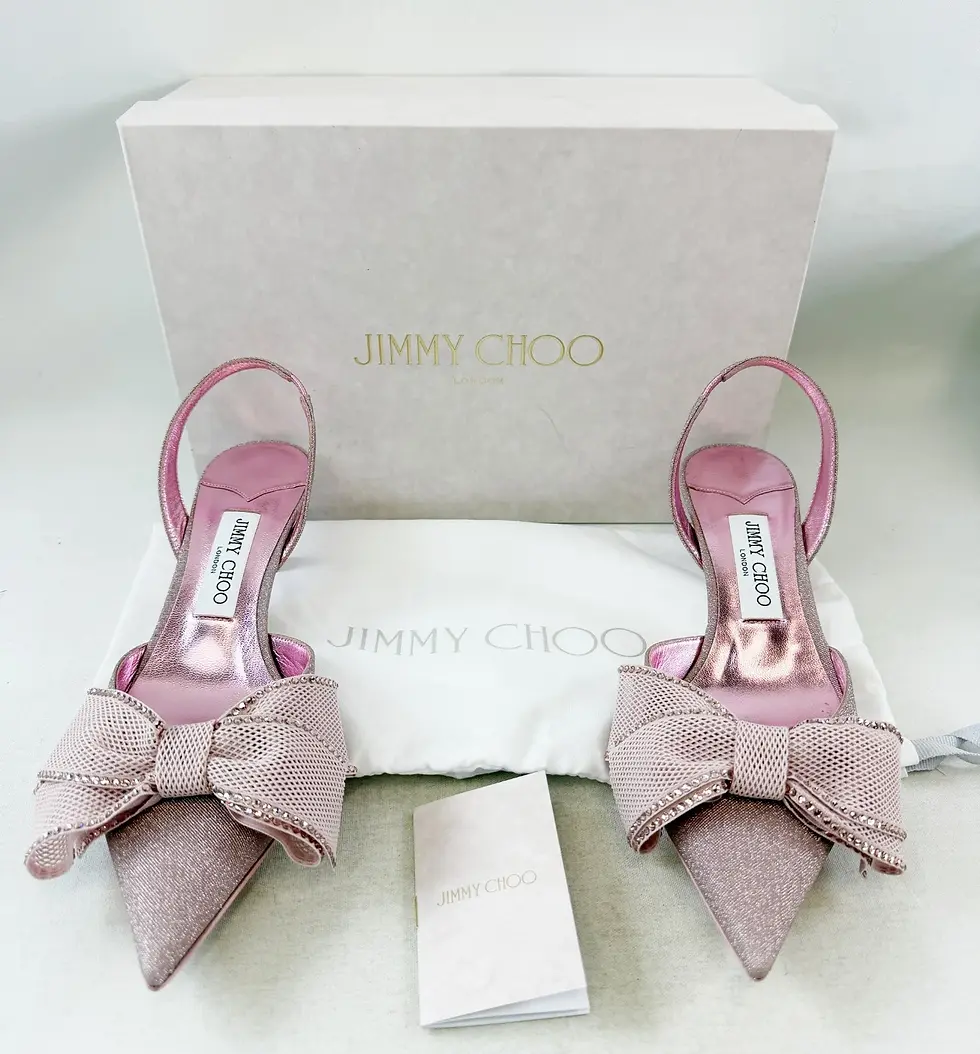 Thumbnail: JIMMY CHOO Brook 50 Slingback Pumps 39.5 Rosemix Fabric Embellished Bow 9.5