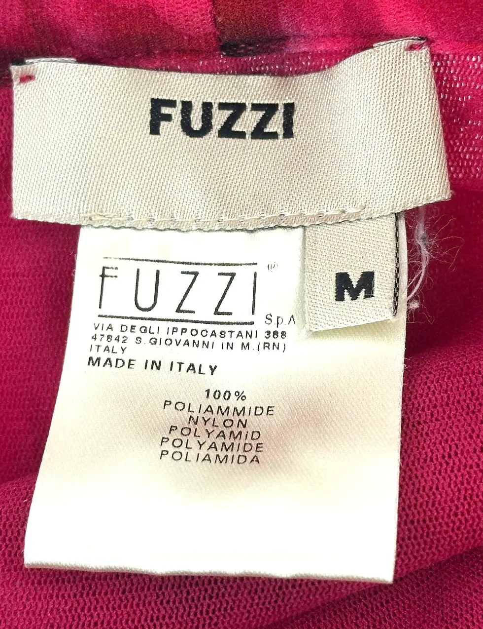 縮圖：FUZZI Hot Pink Red Medium Rose Long Sleeve Mesh Button Blouse V Neckline 44 Top