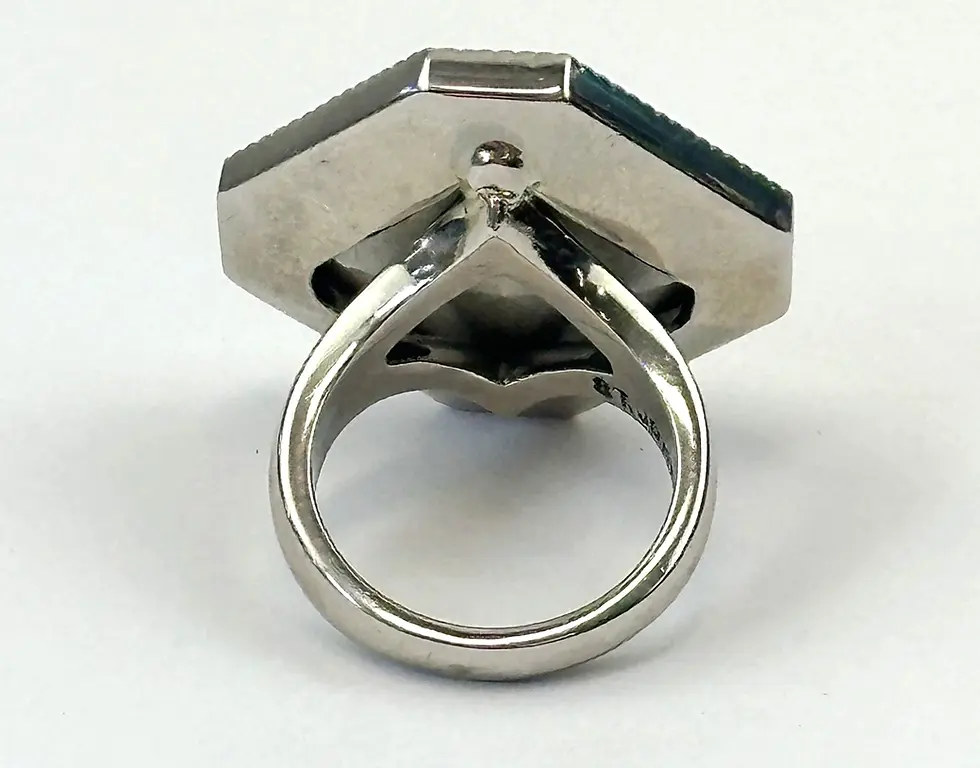 Miniatura: NWOT ST. JOHN Hexagon Ring Embellished Swarovski Large Crystal Signed Silver 8