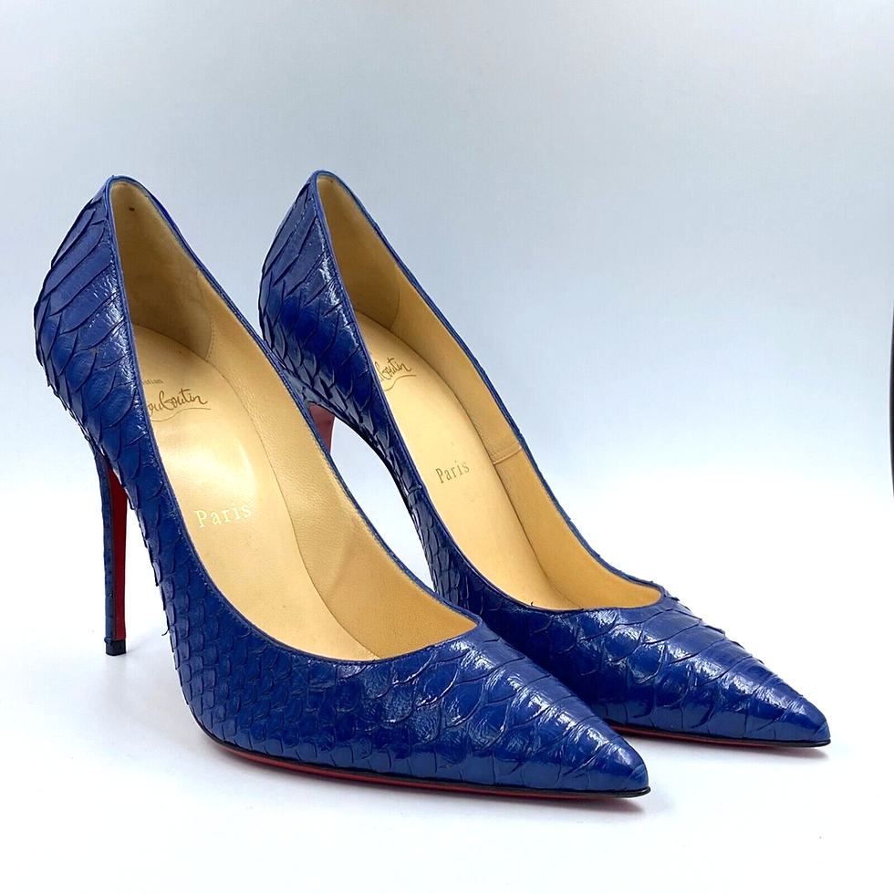 Hình thu nhỏ: NEW CHRISTIAN LOUBOUTIN Cobalt Blue Crystal Python Pigalle 100 Pumps 10 40