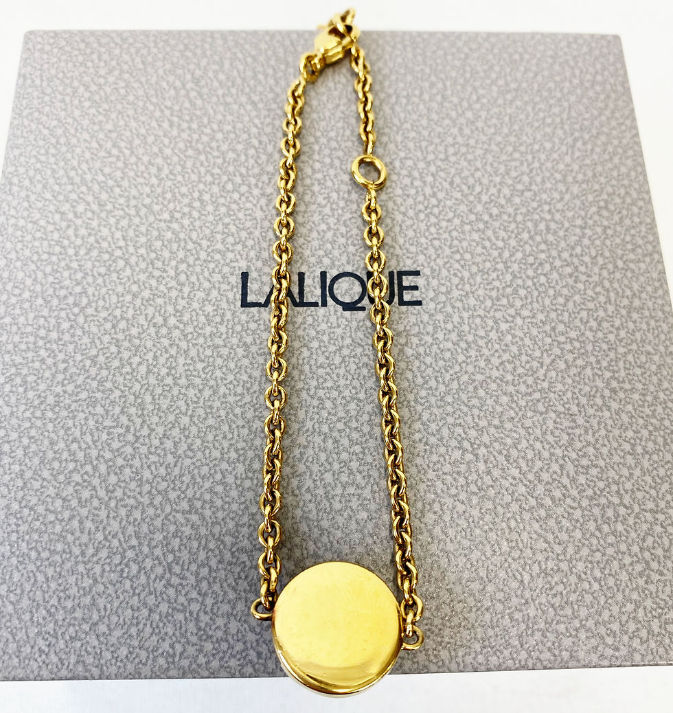 Hình thu nhỏ: LALIQUE Toupie Clear Crystal Gold-plated Chain Bracelet GP Rare