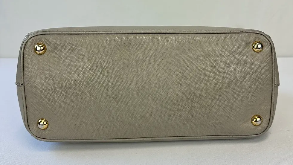 縮圖：PRADA Galleria Saffiano Lux Leather Double Zip Tote Medium Grey Gold Hardware