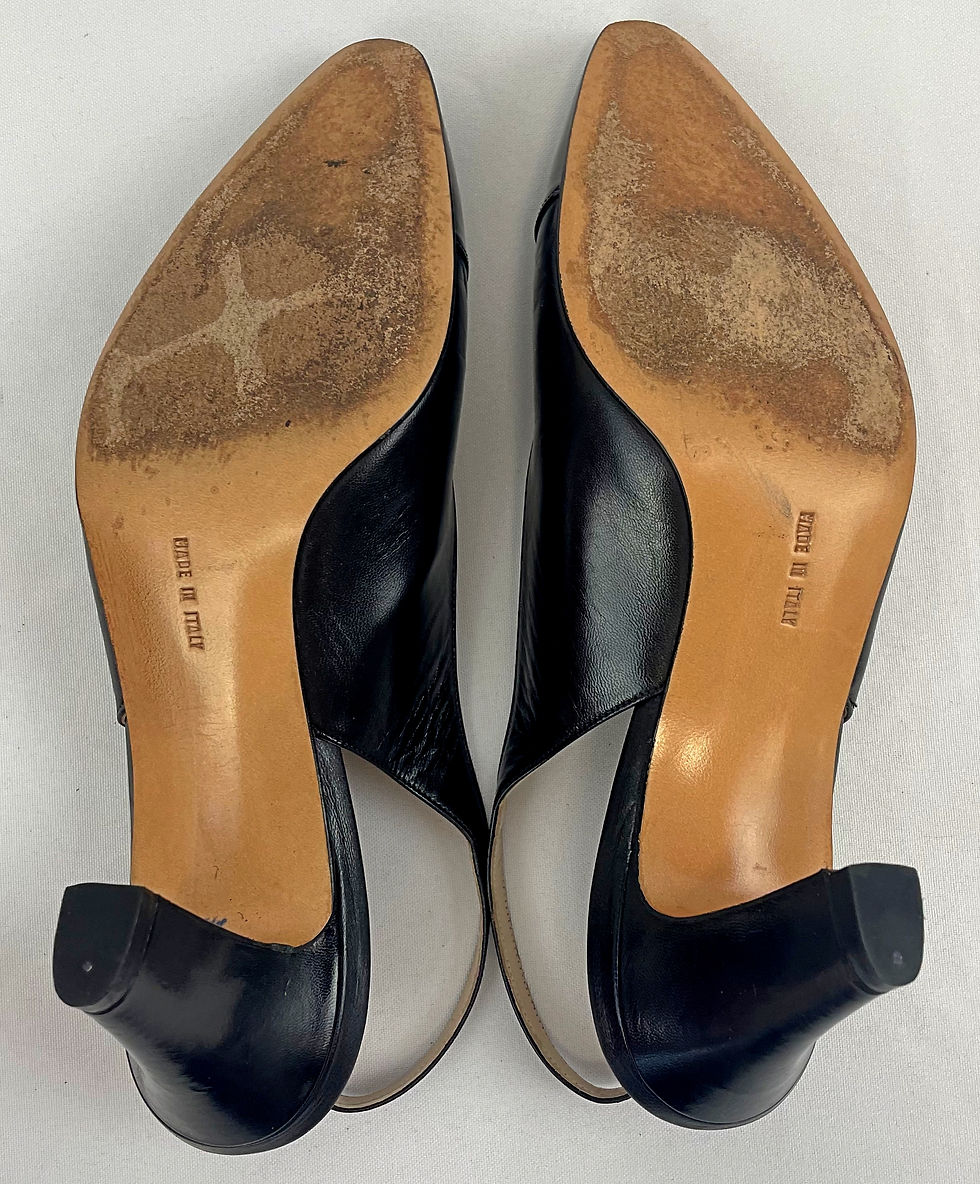 Thumbnail: SALVATORE FERRAGAMO Leather Shoes 9.5 B Black Slingback Patent Cap Toe 2.5" Heel