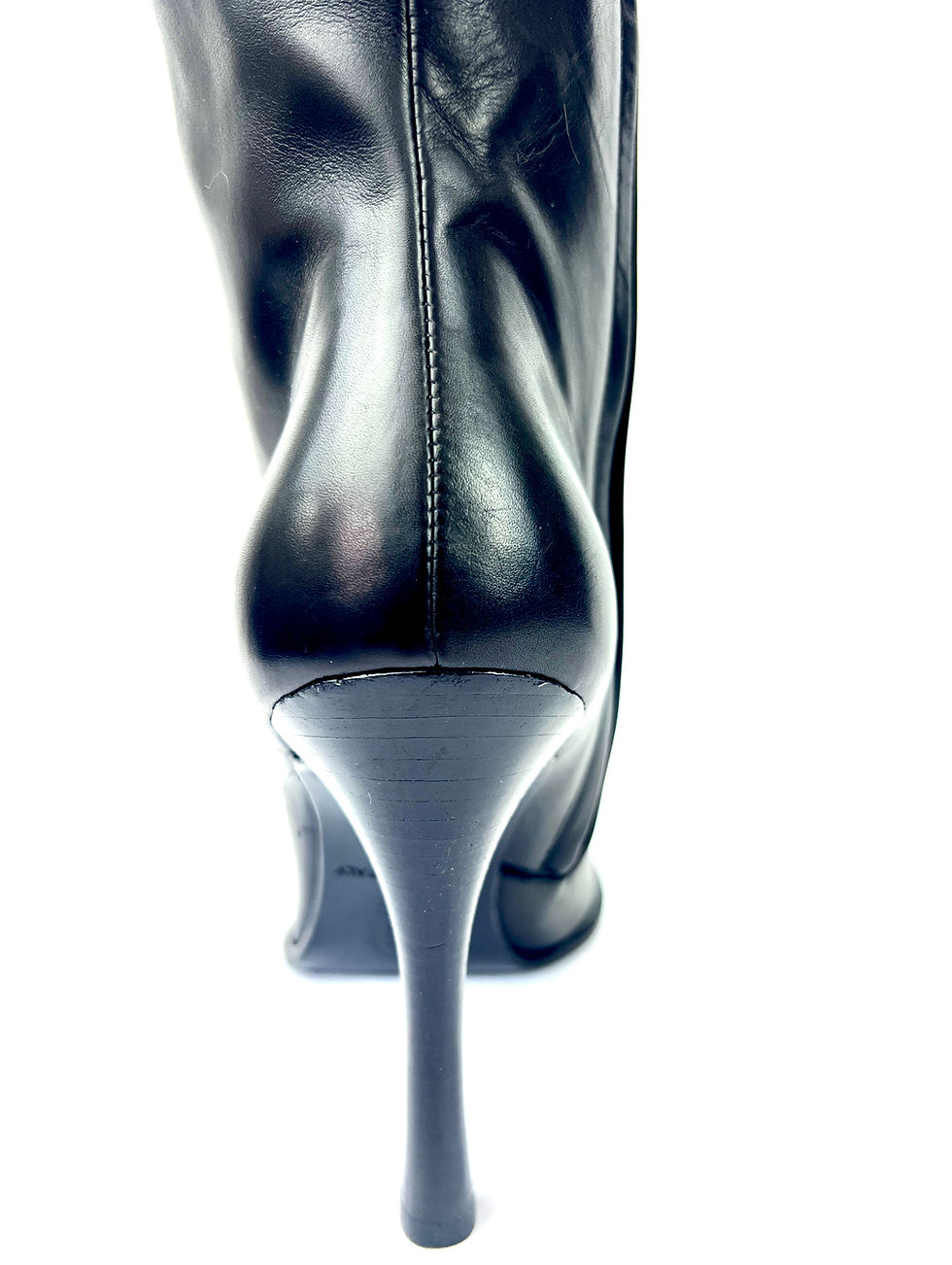 Hình thu nhỏ: BARNEYS NEW YORK Black Leather High Knee Cone Heels Pointed Toe 38.5 Boots 8.5