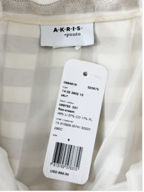 Thumbnail: AKRIS PUNTO 2PCS Kodak Linen Cotton Striped Blouse Skirt 6 10 Flax Cream