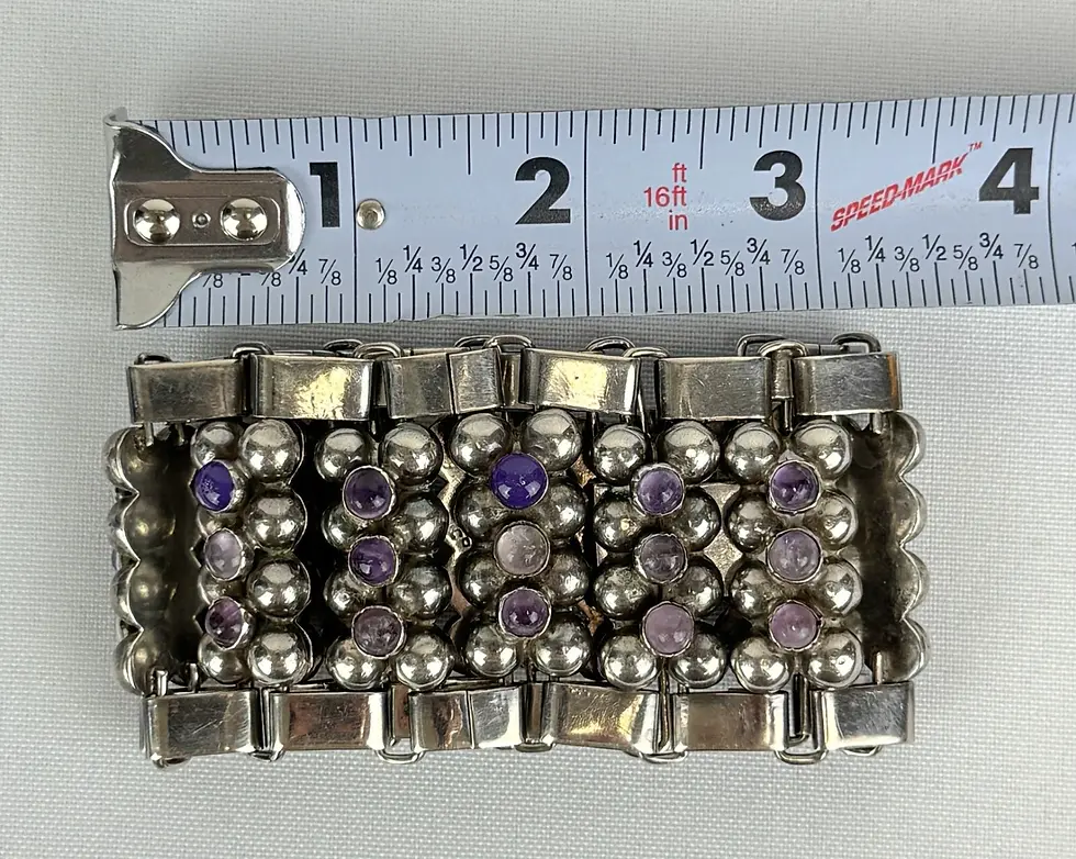 Miniatura: MADE IN MEXICO Sterling Silver Amethyst Stone Cuff Bracelet