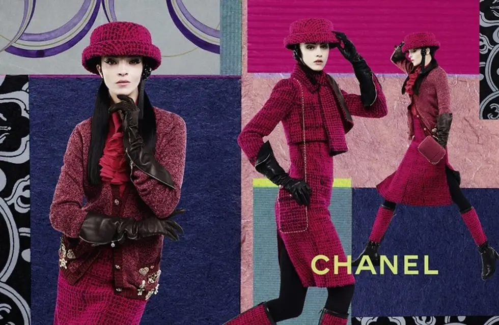Hình thu nhỏ: CHANEL Flocked Tweed Sheath Dress 38 Bright Pink Black Pockets Fall 2016 NWT
