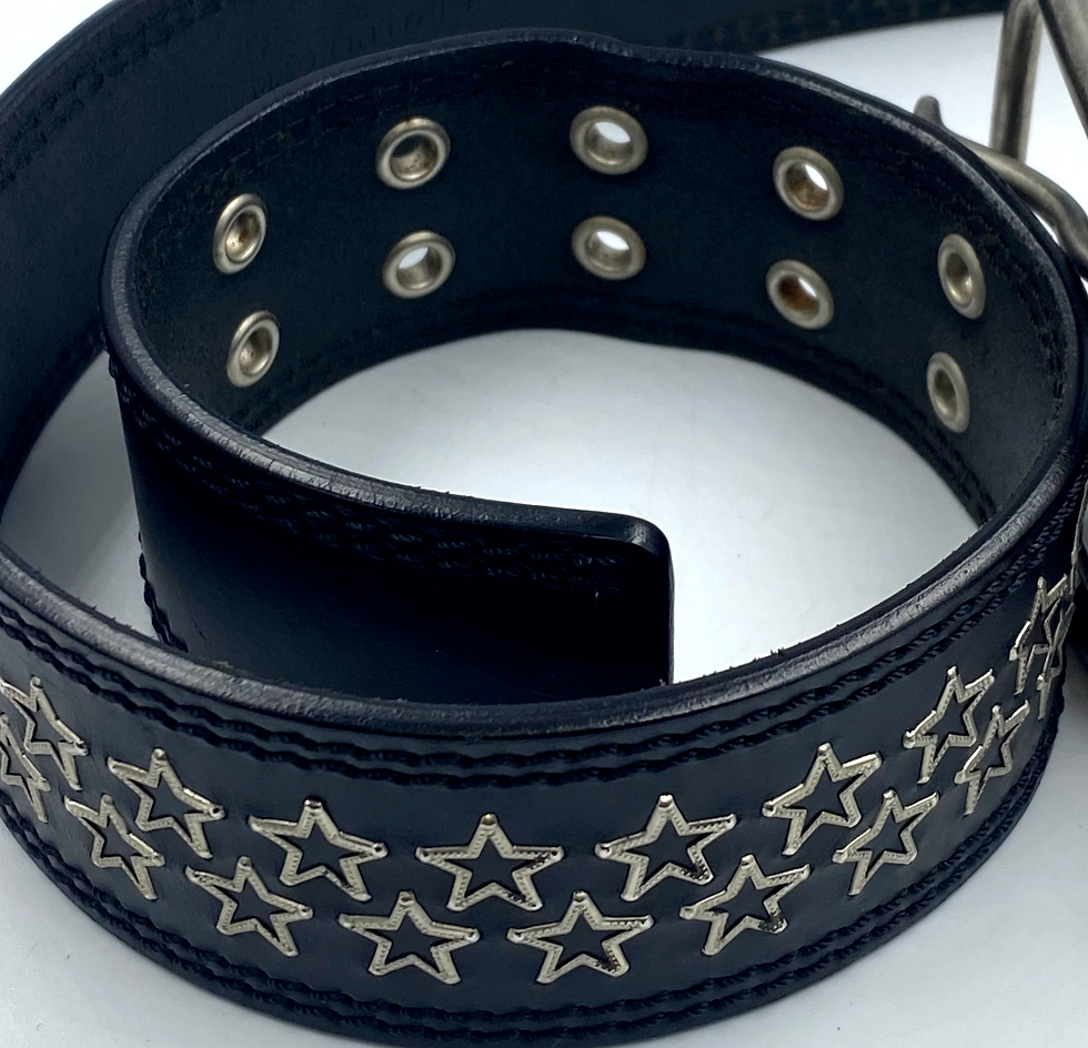 Hình thu nhỏ: DIOR HOMME Black Silver Grunge Grommet Star Studded Buckle Belt Unisex 85/100