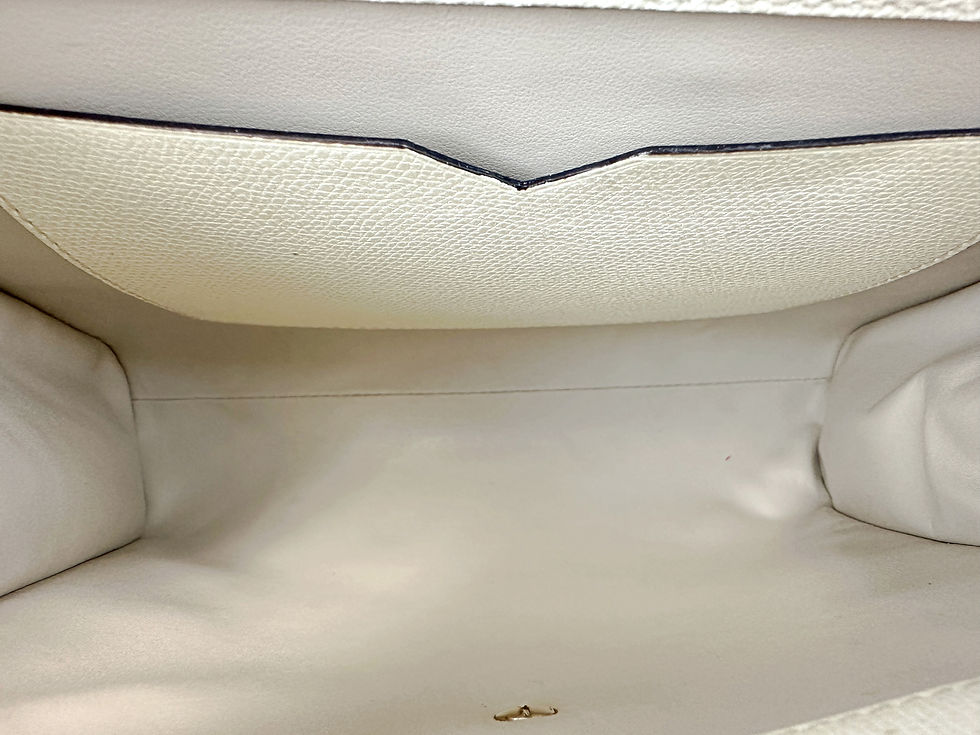 Miniatura: VALEXTRA Cream Grained Leather City Flip Lock Small Crossbody Bag Ivory