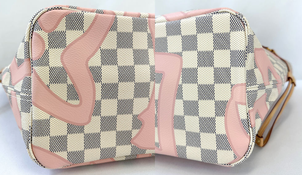 Miniatura: LOUIS VUITTON Damier Azur Canvas Tahitienne Neverfull Tote MM Rose N41050