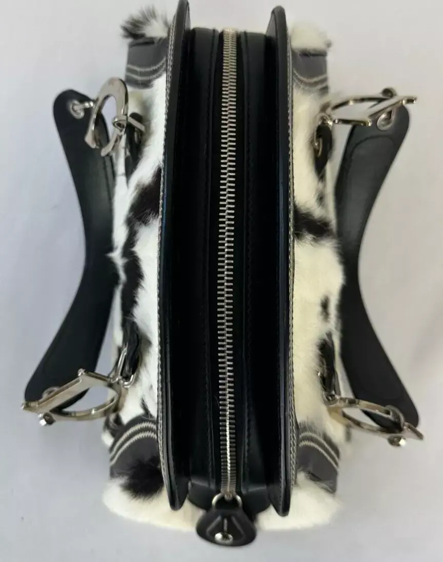 縮圖：CHRISTIAN DIOR John Galliano Black White Cow Print Ponyhair CD Logo RARE
