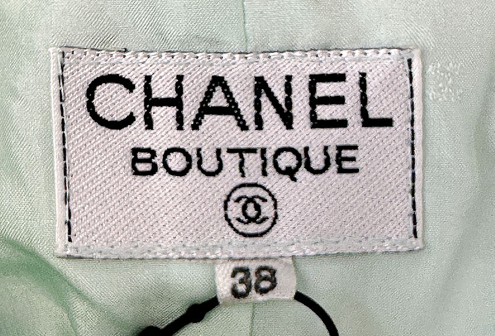Miniatura: CHANEL 1992 Mint Green White High Waisted Tweed Button Midi Skirt 38 6