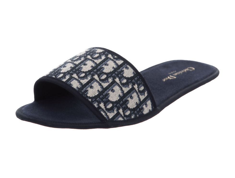 Hình thu nhỏ: CHRISTIAN DIOR Navy Blue Oblique Cloth Mules House Slides Slippers 38.5 8.5