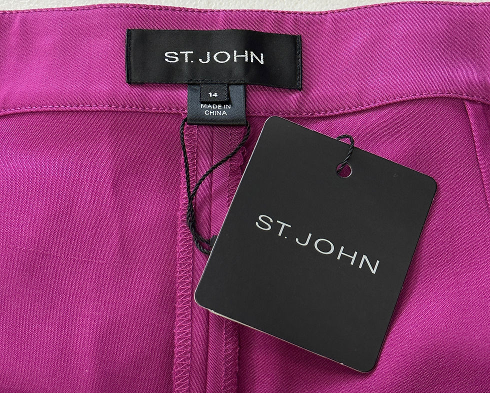 縮圖：ST. JOHN Wool Crepe Straight Leg Pants Trousers 14 Magenta Side Zipper
