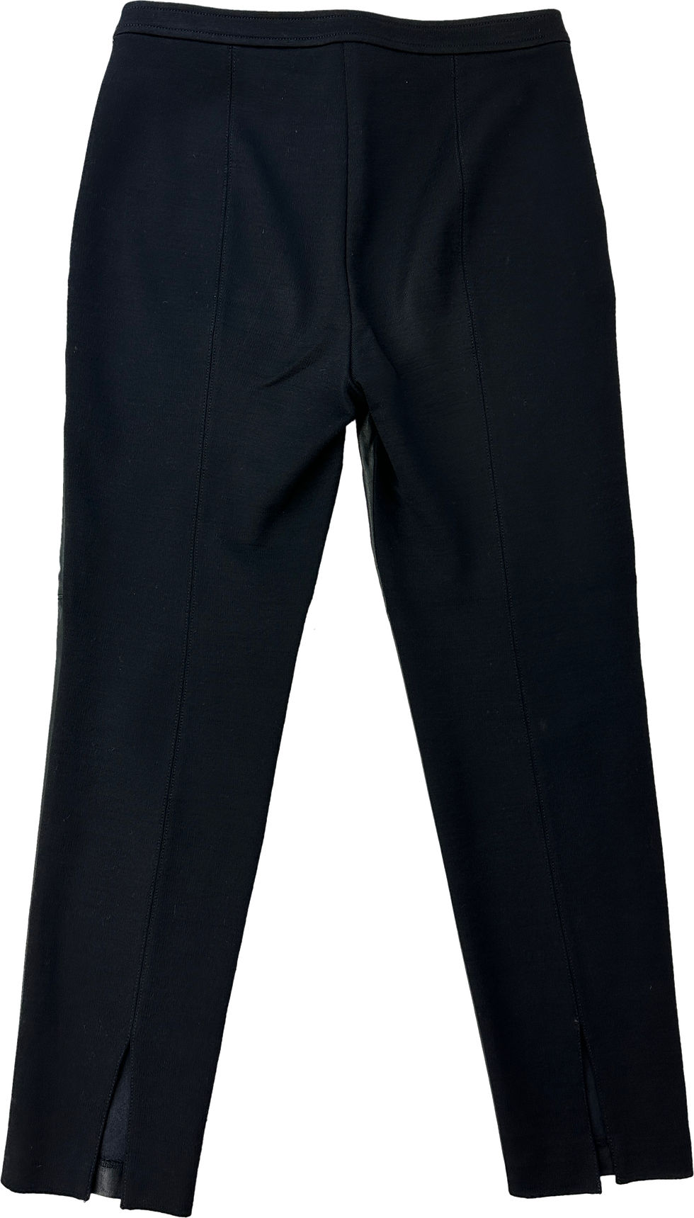 Miniatura: NEW ST. JOHN Black Front Leather Pants with Stretch Jersey Back 4 Straight Leg