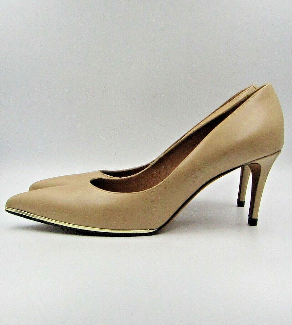 Hình thu nhỏ: GIVENCHY Pumps Nude Beige 38.5 8 Leather Pointed Toe Gold Trim Shoes Slip On