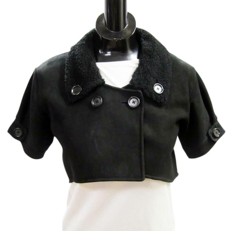 Thumbnail: BOTTEGA VENETA Black Suede Shearling Short Cropped Bolero Jacket 40 4