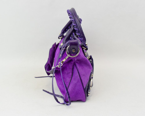 BALENCIAGA Pony Hair Leather Motocross Classic First Shoulder Bag