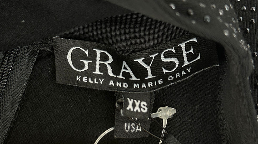 Thumbnail: GRAYSE Kelly and Marie Gray Black Crystal Snow Banded Halter Dress XXS