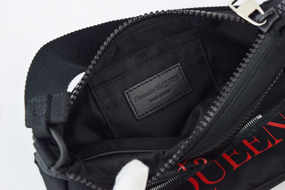 Miniatura: ALEXANDER MCQUEEN Nylon Crossbody Bag Zip Pouch Black Red Logo-Print Zip