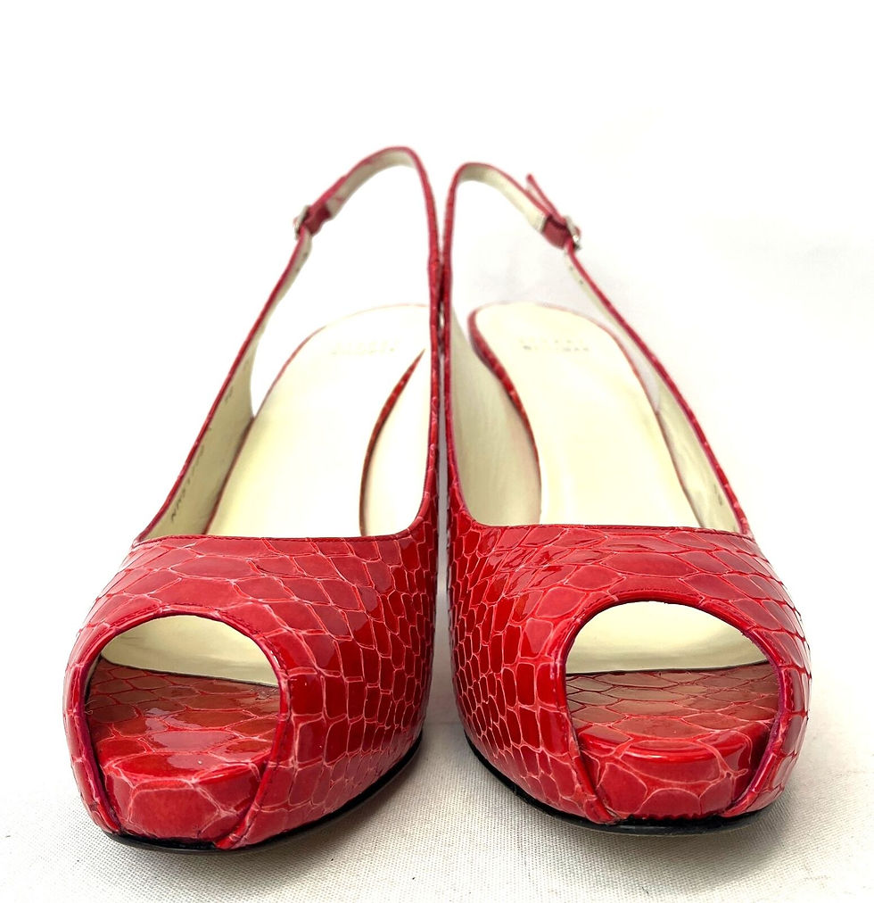 Miniatura: STUART WEITZMAN Red Snake-Embossed Platform Peep Toe SlingBack Pumps 10
