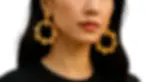 Thumbnail: ST. JOHN Signed Gold Tone Floral Dangling Drop Earrings 22K Gold Plated