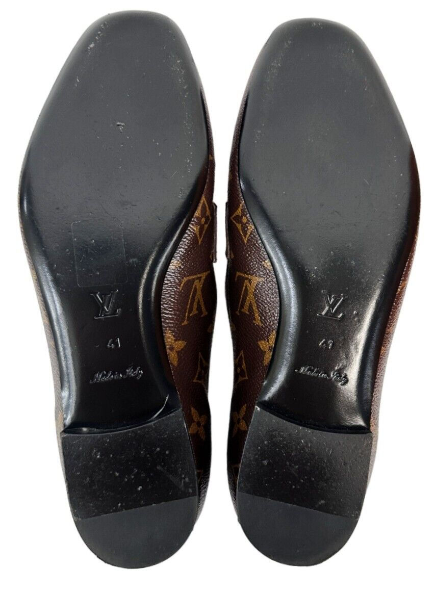 縮圖：LOUIS VUITTON Upper Case Monogram Canvas Loafers 41 Brown Gold Hardware Chain