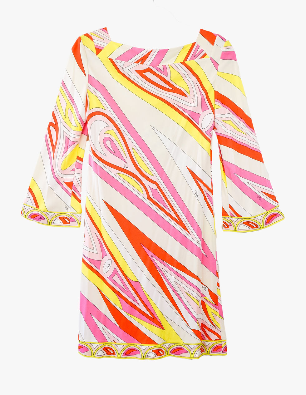 Hình thu nhỏ: EMILIO PUCCI Jersey Dress 42 8 Multicolor Printed Square Neckline 3/4 Sleeve