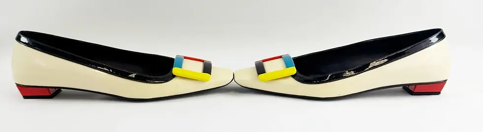 Thumbnail: ROGER VIVIER 38.5 Belle Vivier Flat Pumps Multicolor Square Buckle Toe 8.5 Shoes