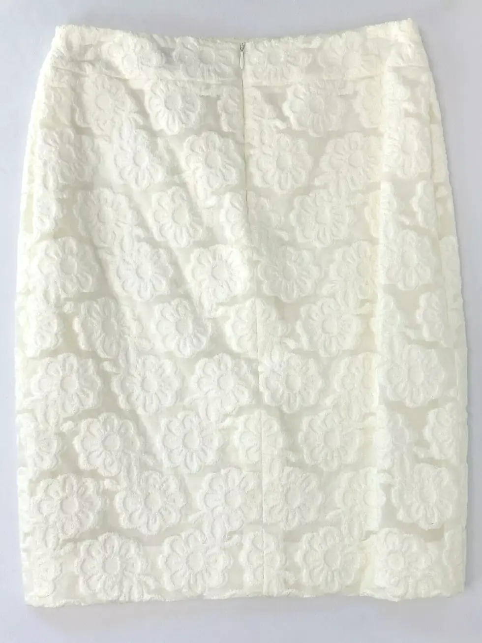 Miniatura: CHANEL 2PCS Cotton Flocked Blouse Top Skirt 40 White Boucle Camelia C 2009 8