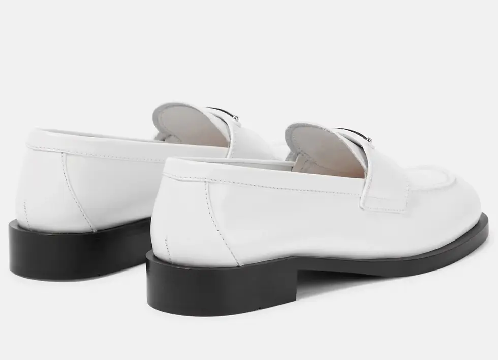 Miniatura: NEW PRADA White Leather Silver Logo Plague Buckle Penny Slip Loafer 37 Shoes 7