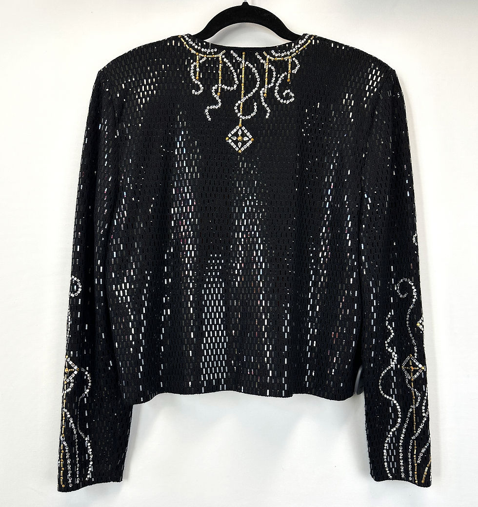 縮圖：ST. JOHN EVENING Black Gold Silver Sequin Santana Knit Jacket 8
