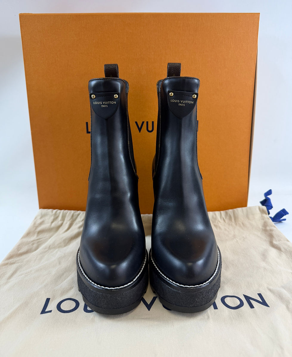 Miniatura: LOUIS VUITTON Lv Beaubourg Ankle Boots 37.5 7.5 US Black Leather Monogram
