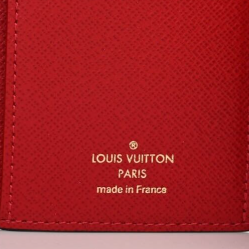 Hình thu nhỏ: LOUIS VUITTON Victorine Damier Ebene Canvas Wallet Small Brown Cerise Red N41659