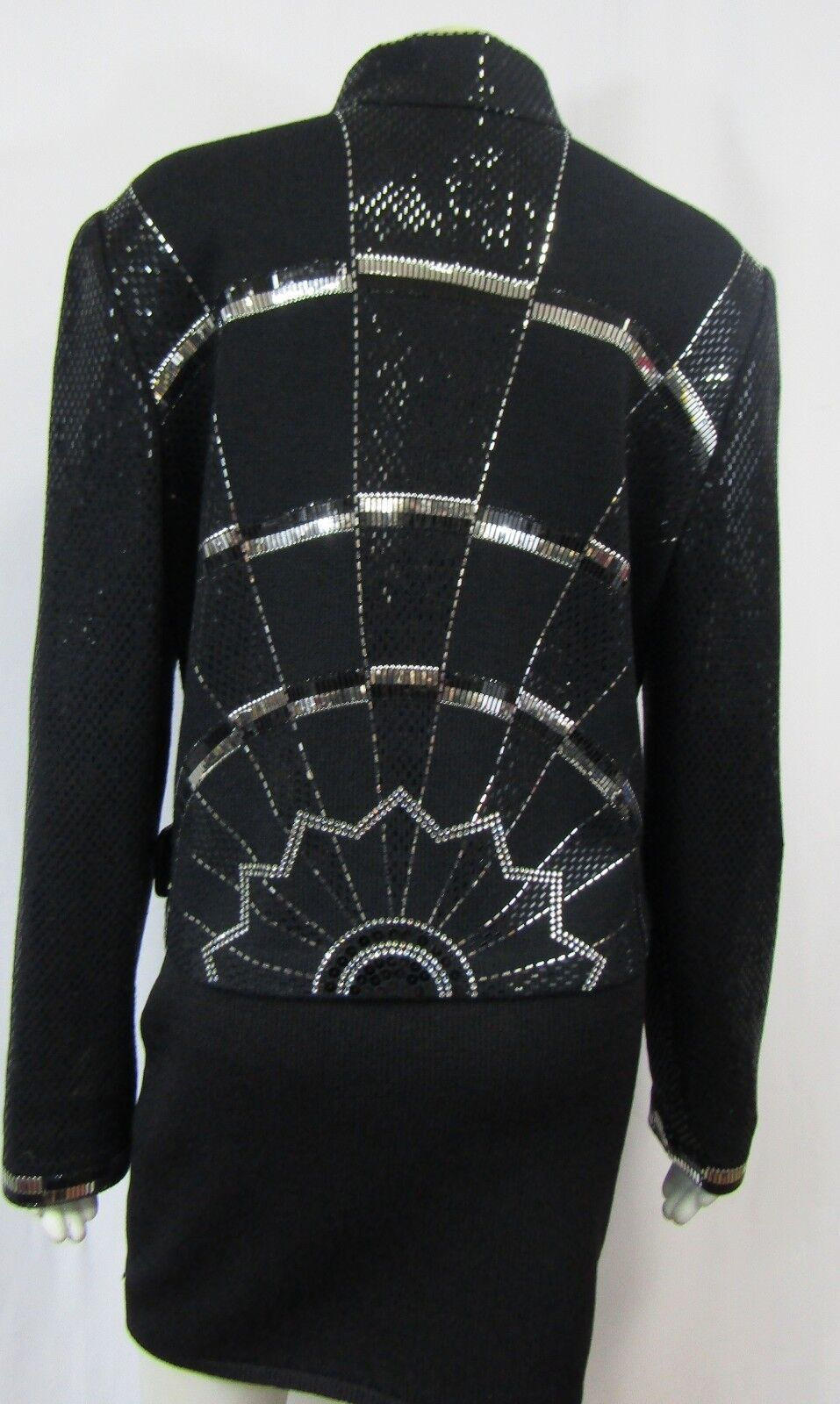 縮圖：ST. JOHN COUTURE EVENING Black Santana Knit Art Deco Short Jacket 10 RUNWAY