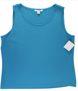 Thumbnail: ST. JOHN Knit Tank Top Santana Shell Reversible Turquoise Blue XL 14 16