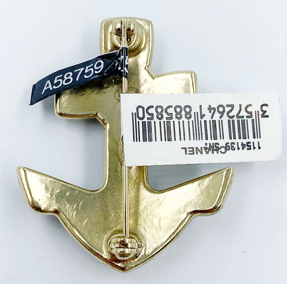 Thumbnail: NEW CHANEL CC Anchor Brooch Gold Metal Glass Beads Pin Nautical Gripoix Resin