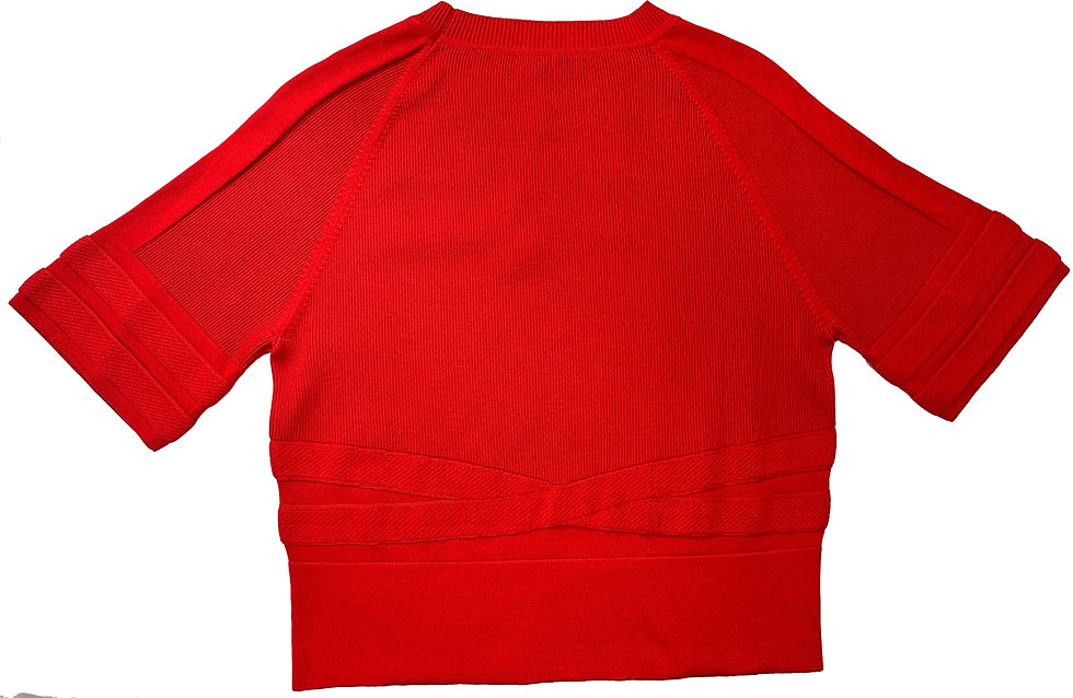 Thumbnail: HERMES Red Knit Round Neck 3/4 Sleeves Sweater Jumper 34 2 US Top Silk / Cotton