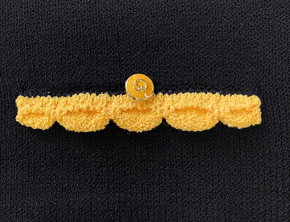 Thumbnail: ST. JOHN Vintage Black Jacket Red Yellow Scalloped Trim Enameled Buttons P 2 4