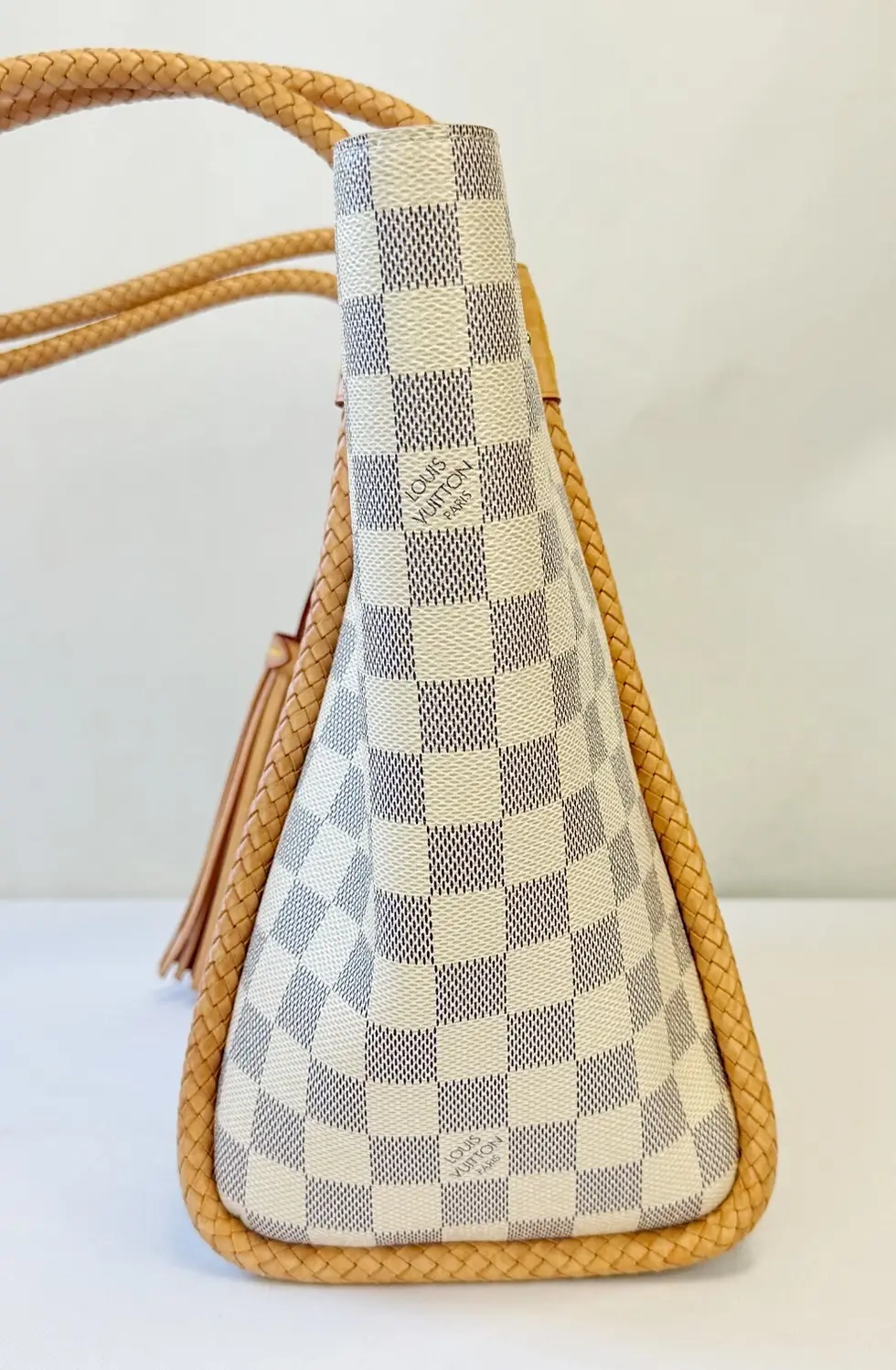Thumbnail: LOUIS VUITTON Propriano Damier Azur Canvas Tote Bag Medium Rose Ballerine N44027