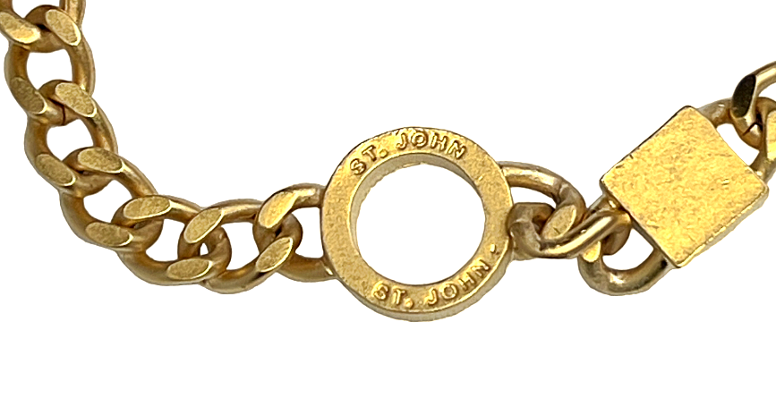 縮圖：NEW Vintage ST. JOHN Gold Plated 38" Necklace Chain Belt Link Logo Signed OZ