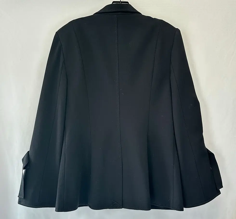 Thumbnail: NWT CINQ A SEPT Ponte Lou Single Breasted Blazer 8 Black Ribbon Sleeves Jacket