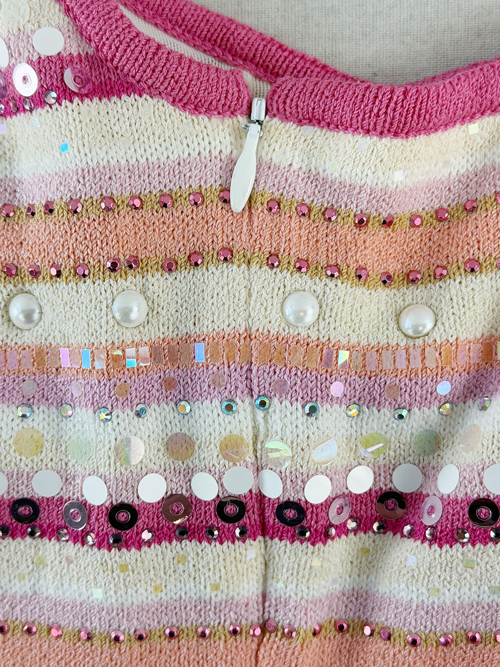 Thumbnail: ST. JOHN Evening Santana Tank Top Large Bright White Multi Sequin Studded L