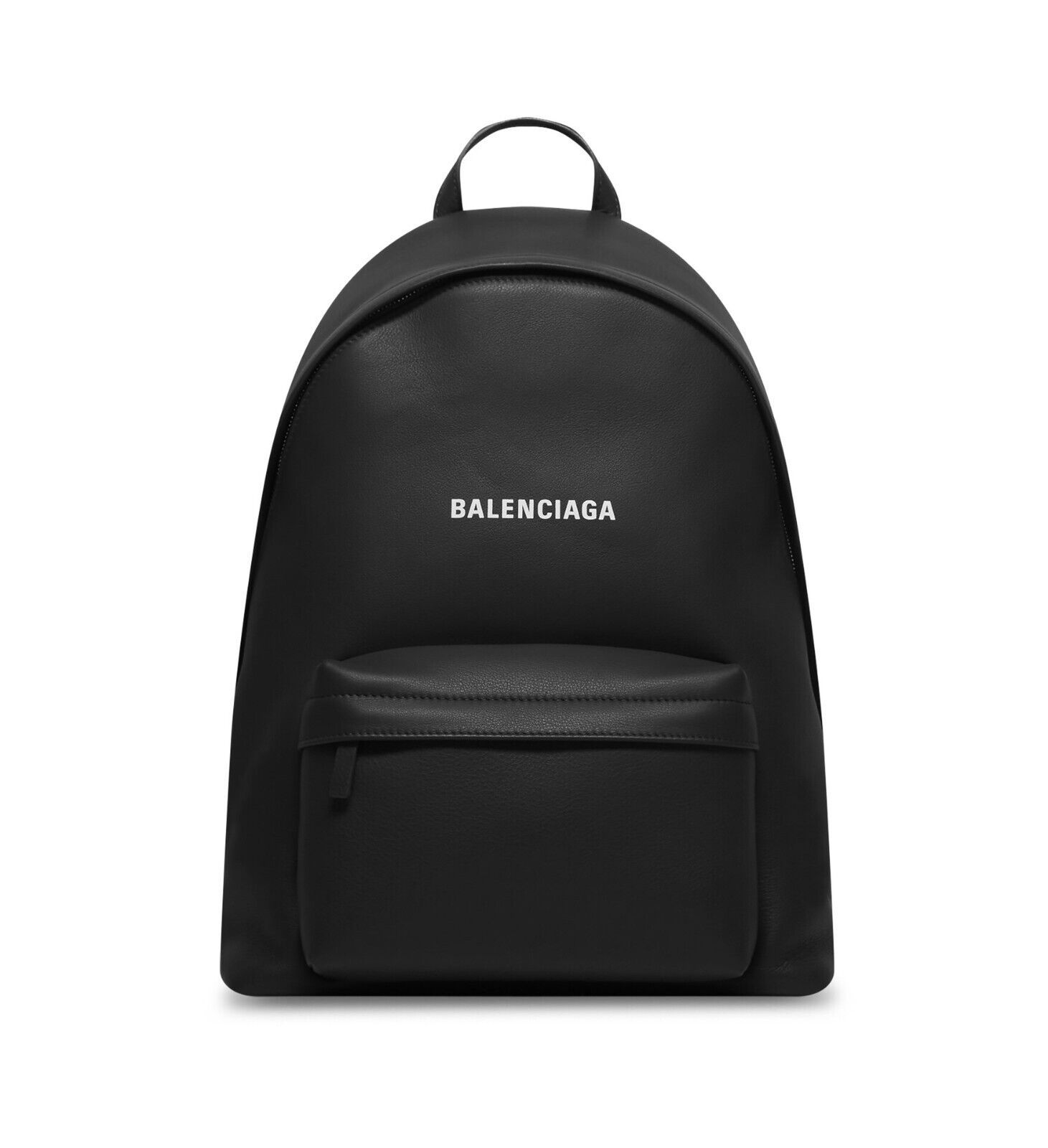 BALENCIAGA Black Leather Logo Print Everyday Backpack Unisex