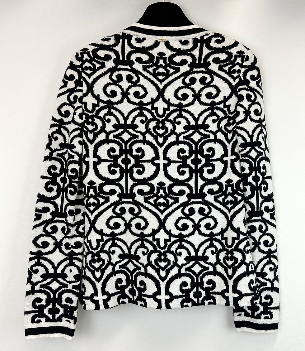 Hình thu nhỏ: ST. JOHN SPORT Black White Geometric Knit Jacket Petite Small Arabian Pattern