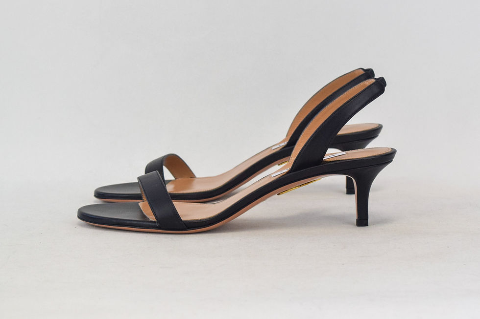 Thumbnail: AQUAZZURA So Nude 50 Leather Kitten Slingback Heels Sandals 39 Black
