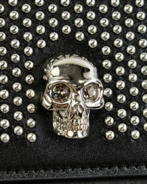 縮圖：ALEXANDER MCQUEEN Studded Leather Skull Crossbody Bag Mini Black Silver